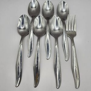 Vintage Utica Cut Co Atomic Star 3 Stars USA 6" Spoons Fork Lot